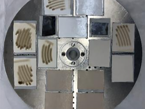 membrane samples mounted on the beam's target wheel